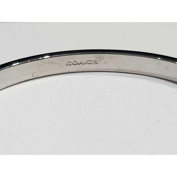 Coach Pavé Crystal Horse & Carriage Silver-tone Hinged Bracelet Charm Bangle - Picture 4 of 9